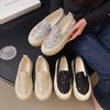 Fashion 2025 Fashion Women's Shoes Lace Summer Breathable Outdoor Walking Thick Sole Casual Loafers Comfortable Single Shoe Women