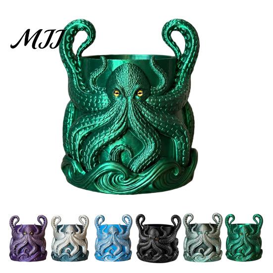 Durable Pla Plant Container 3D Printed Octopus Planter with Tray, Creative Succulents Flower Pot, Weather-Resistant Charming Garden Decor Planting