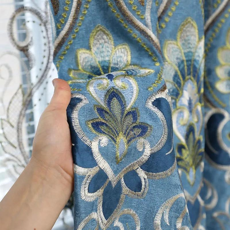 Blackout Curtains Thickened Chenille Living Room Bedroom Insulation Home Curtains Nordic Modern Style Curtains Rod