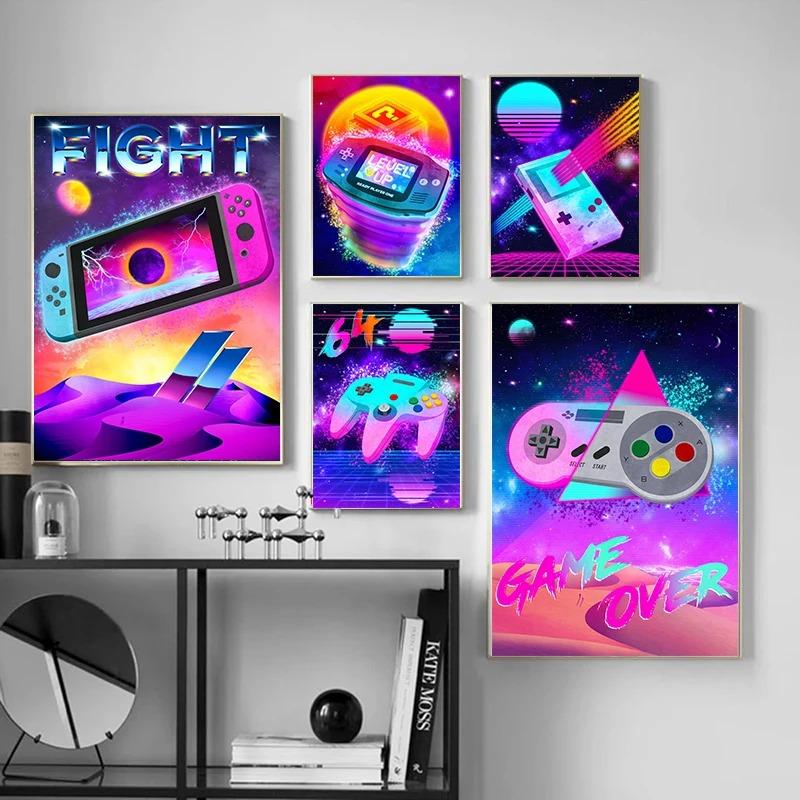 Boy Game Poster Canvas Painting Colorful Picture Art Wall Prints Gamer Handle Headset Kid Room Home Decoration No Frame