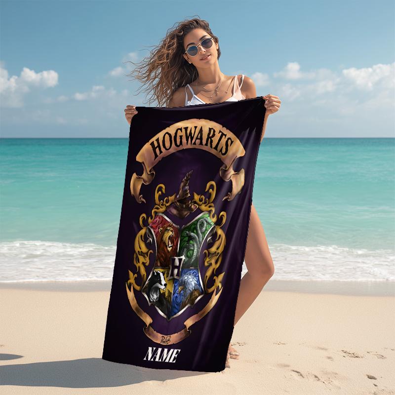 Personalized Hufflepuff Pride Crest Beach Towel Microfiber Beach Towel Thin Absorbent for Beach Swimming Yoga Bath Sports. 0910376