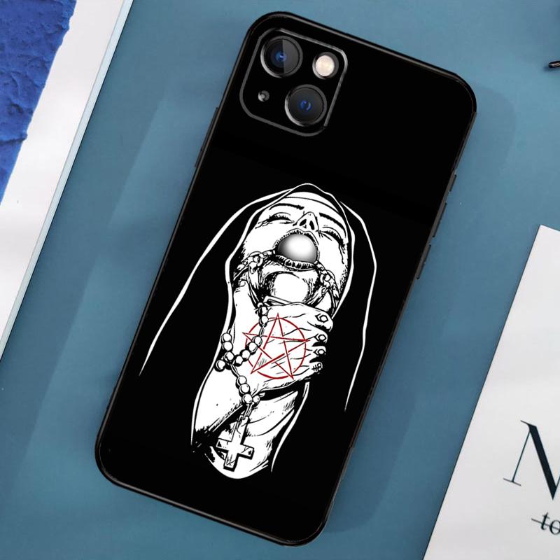 Satan Satanic Nun Phone Case For iPhone 15 14 Pro Max 11 13 12 Mini X XR XS Max SE 2020 7 8 Plus Cover Capa
