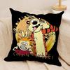 C-Calvin and H-Hobbes Cushion Cover Silky Short Plush Double-Sided Printed Pillow Case for Sofa All Seasons Home Decor Gift