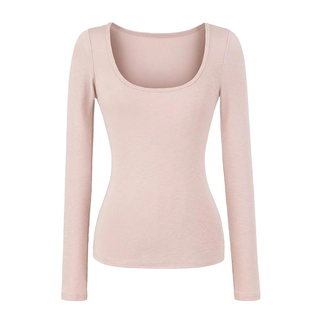 American Spice U-Neck Snowflake Cashmere Long-Sleeve Women's Slim Fit T-Shirt for Spring/Autumn