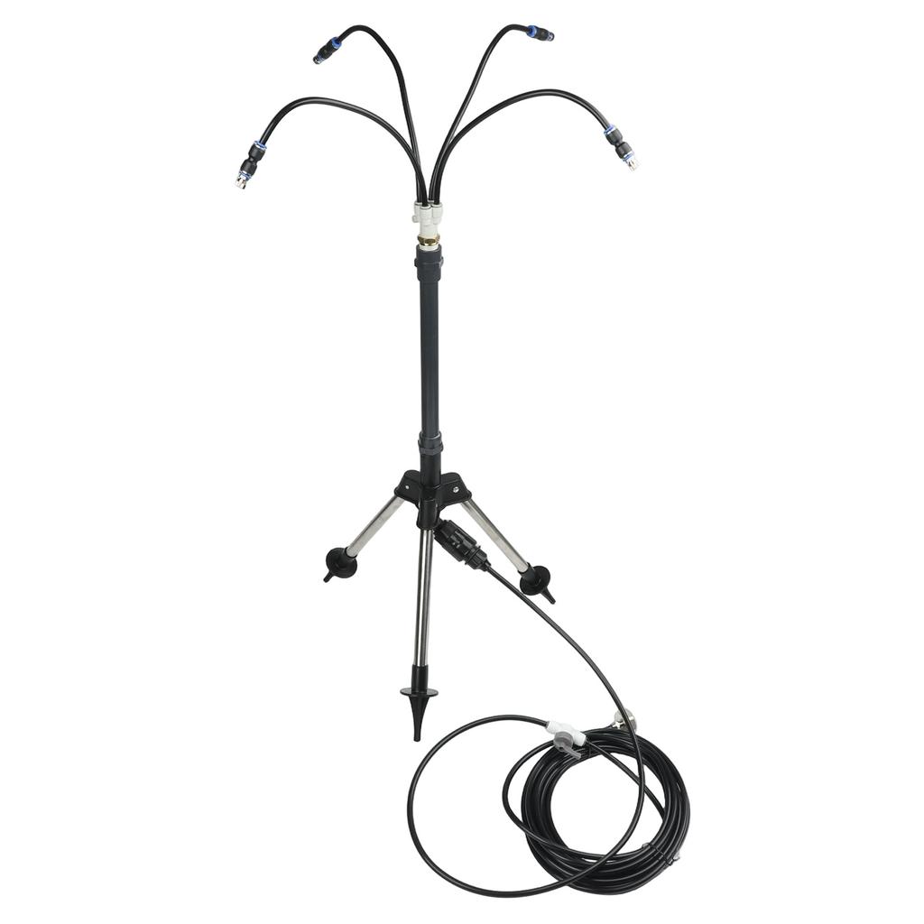 Adjustable Height Outdoor Misting System with 360 Degree Spray for Cooling For Patios Pools Gardens and Deck Areas