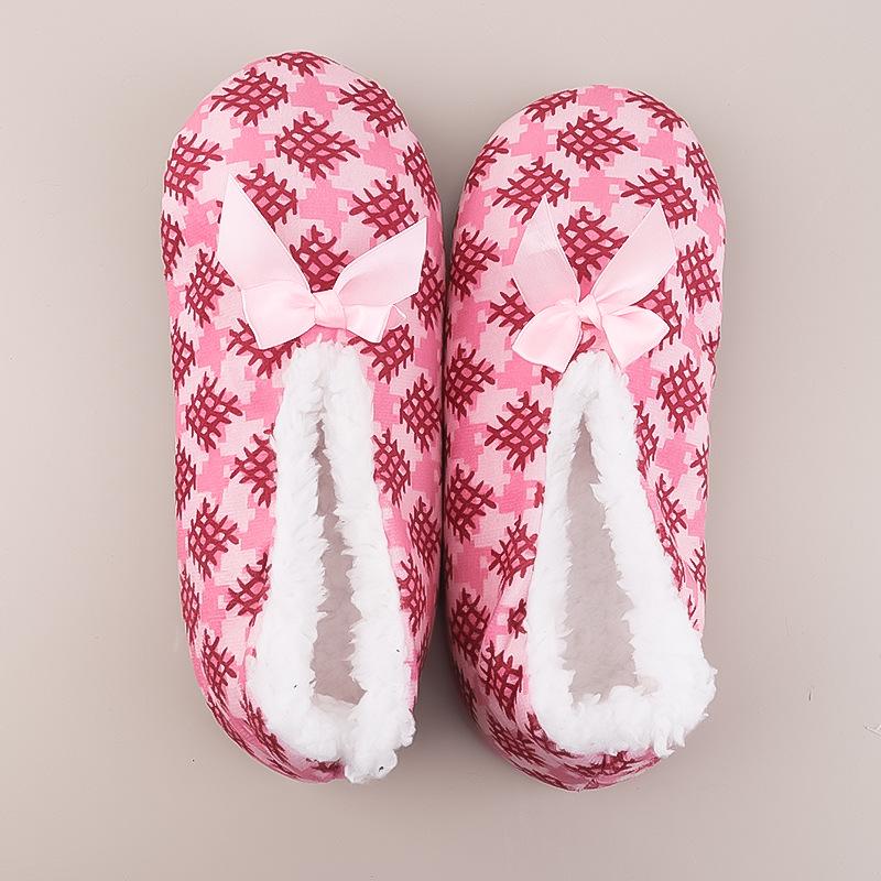 Pantuflas de Rayas Acogedoras con Lazo para Mujer