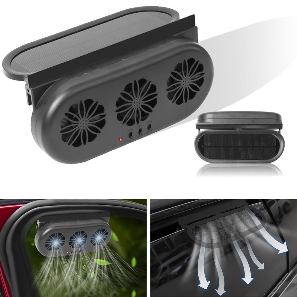 Car Ventilation Fan, Solar & USB Powered, Car Fan, Car Ventilation, Hot Air Exhaust,