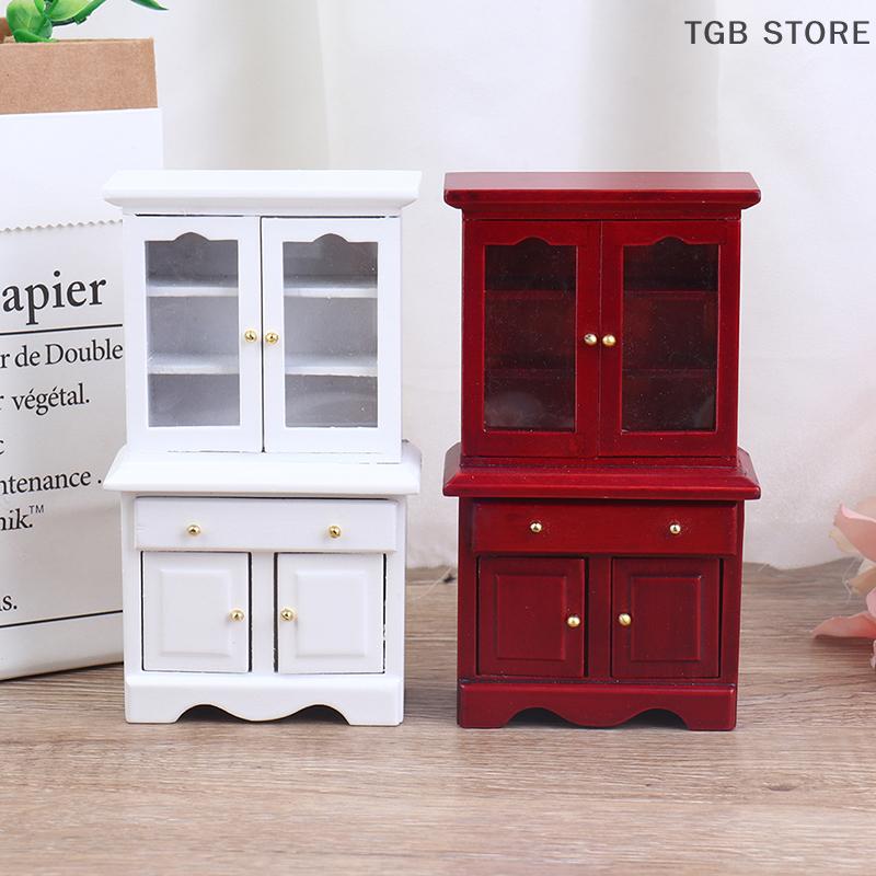 1/12 Multifunction Wood Furniture Miniature Model Dollhouse Cabinet Bookcase Toy