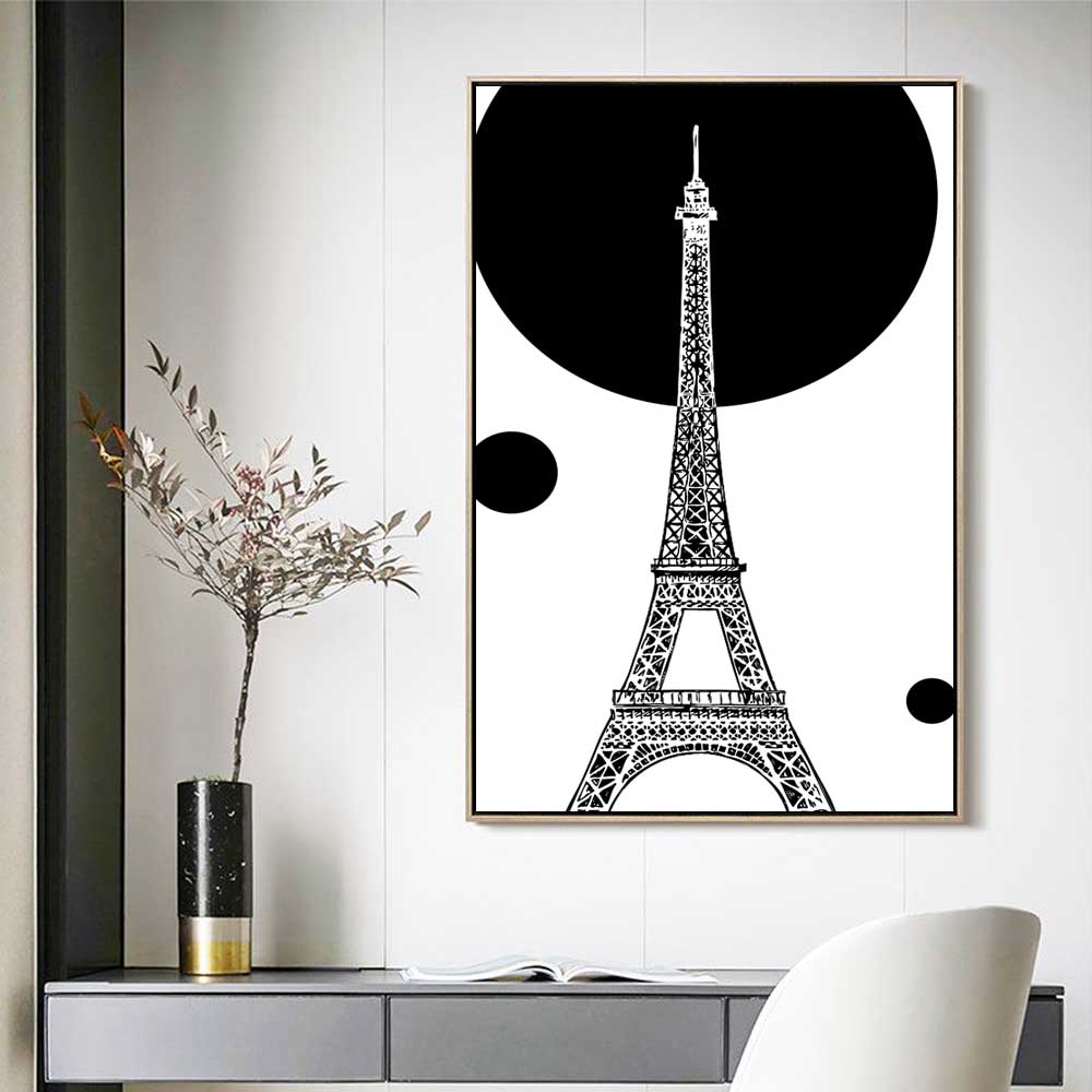 New Nordic Oil Painting Black and White Line Architectural Art Canvas Painting Living Room Corridor Office Home Decoration Mural No Frame