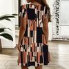 Ladies V Neck Charming Aster Floral Plus Size Summer Short Sleeve Loose Dress
