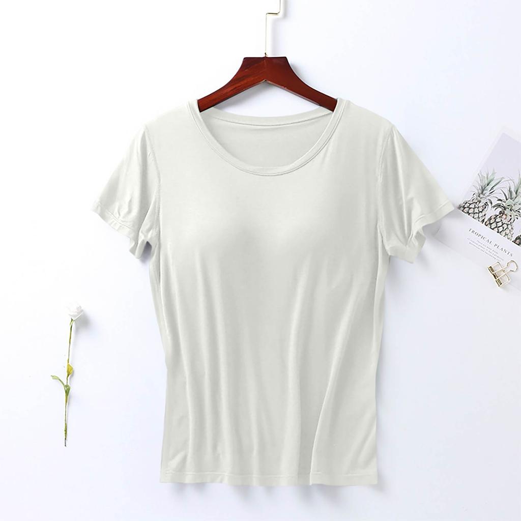 Women's Camisole Short Sleeve Top Summer One-piece Non-Steel Ring With Chest Pad Top