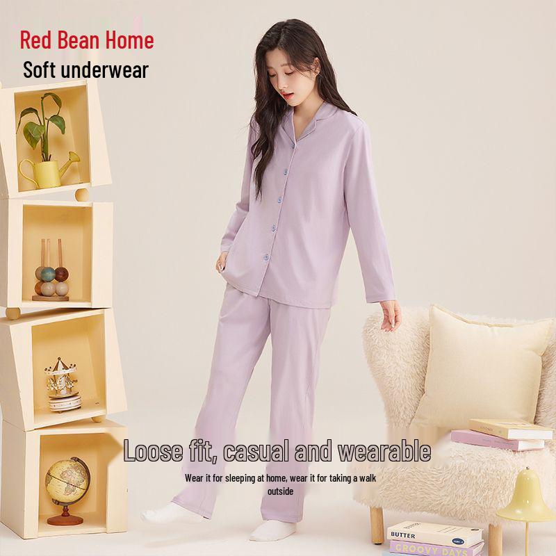 Hodo Home Women's Cotton Homewear Set with Built-in Bra Pads - Autumn/Winter Collection