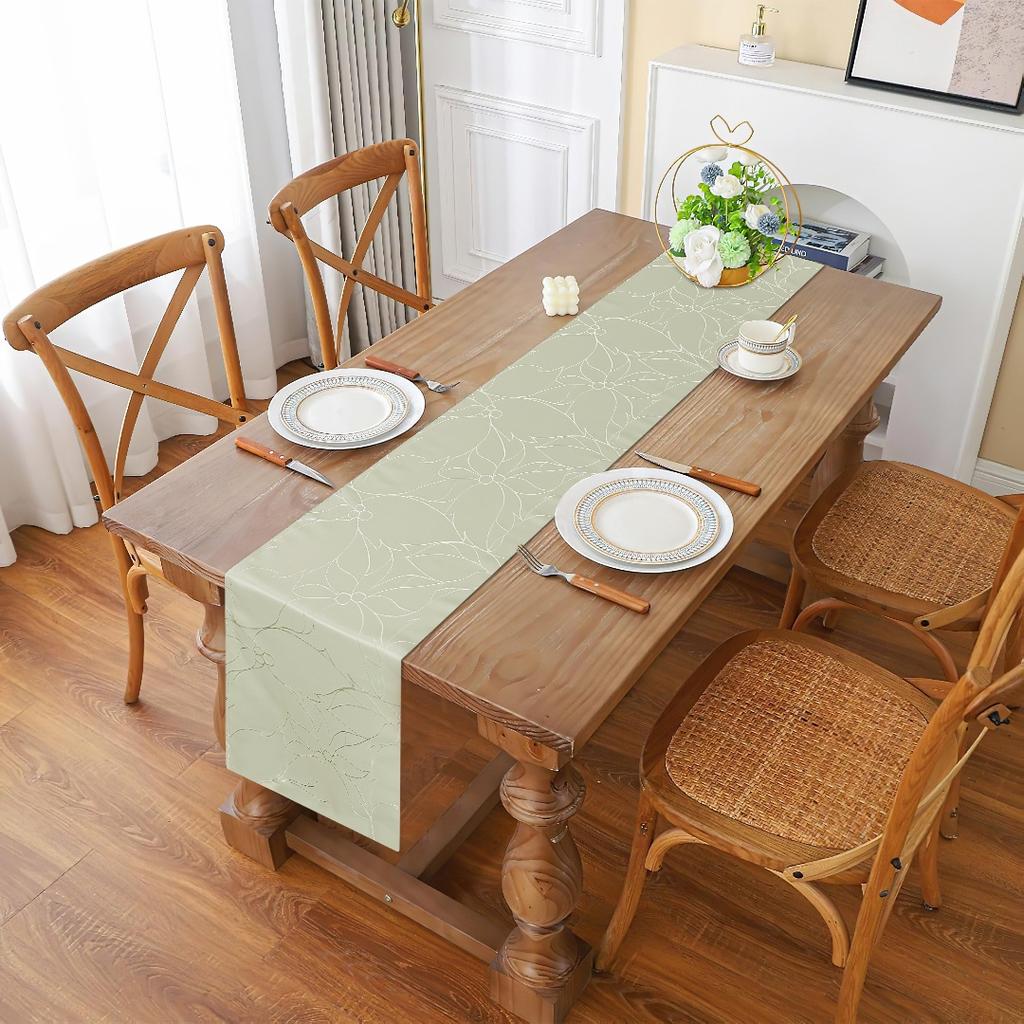 1pc Table Runner, Hibiscus Pattern Jacquard Fabric, Suitable for All Kinds of Dining Tables, Embellish Your Space