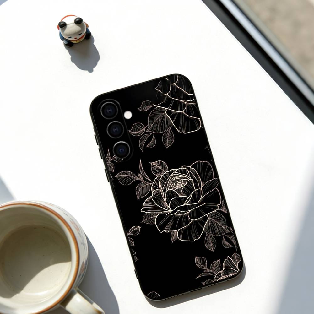 

Dark flower Phone Case For Samsung Galaxy A73,A72,A71,A70,A53,A52,A51,Soft Black Cover Samsung a12