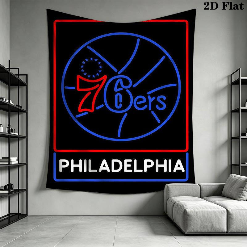 Sixers Logo Blue Background Bedding 1 Duvet Cover 2 Pillowcase Without Core Christmas Birthday Gift Duvet Cover And Pillowcase