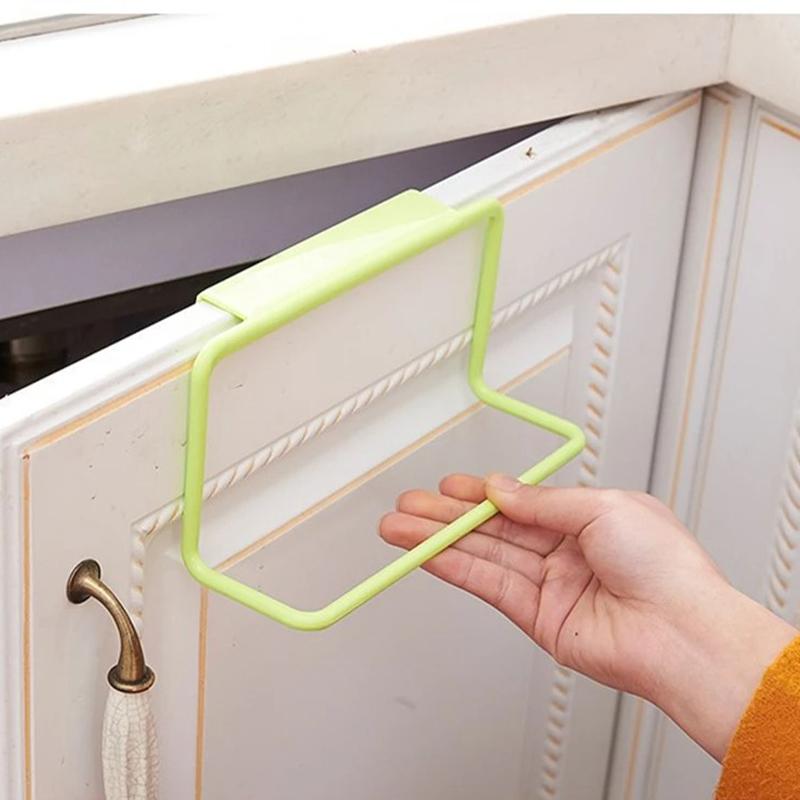 Kitchen Cabinet Cloth And Towel Rack, Non Perforated Storage Hanging Rack, Door Back Single Pole Organizer Lazy Storage Rack