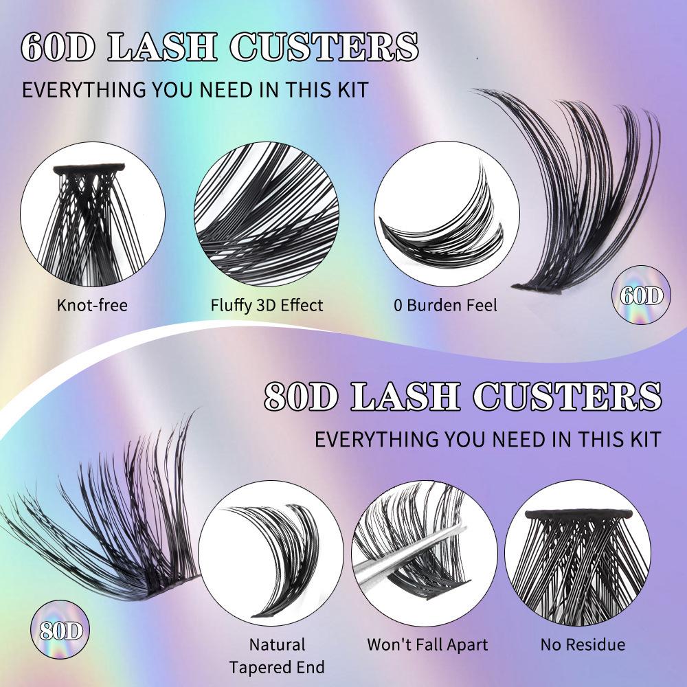 European & American Style Natural Fluffy False Eyelash Set, Single Cluster, Large Capacity Eyelash Extensions