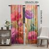 2pcs Multicolored Floral Printed Curtains   Semi-Transparent Rod Pocket Drapes for Bedroom and Living Room   Contemporary Home Dec