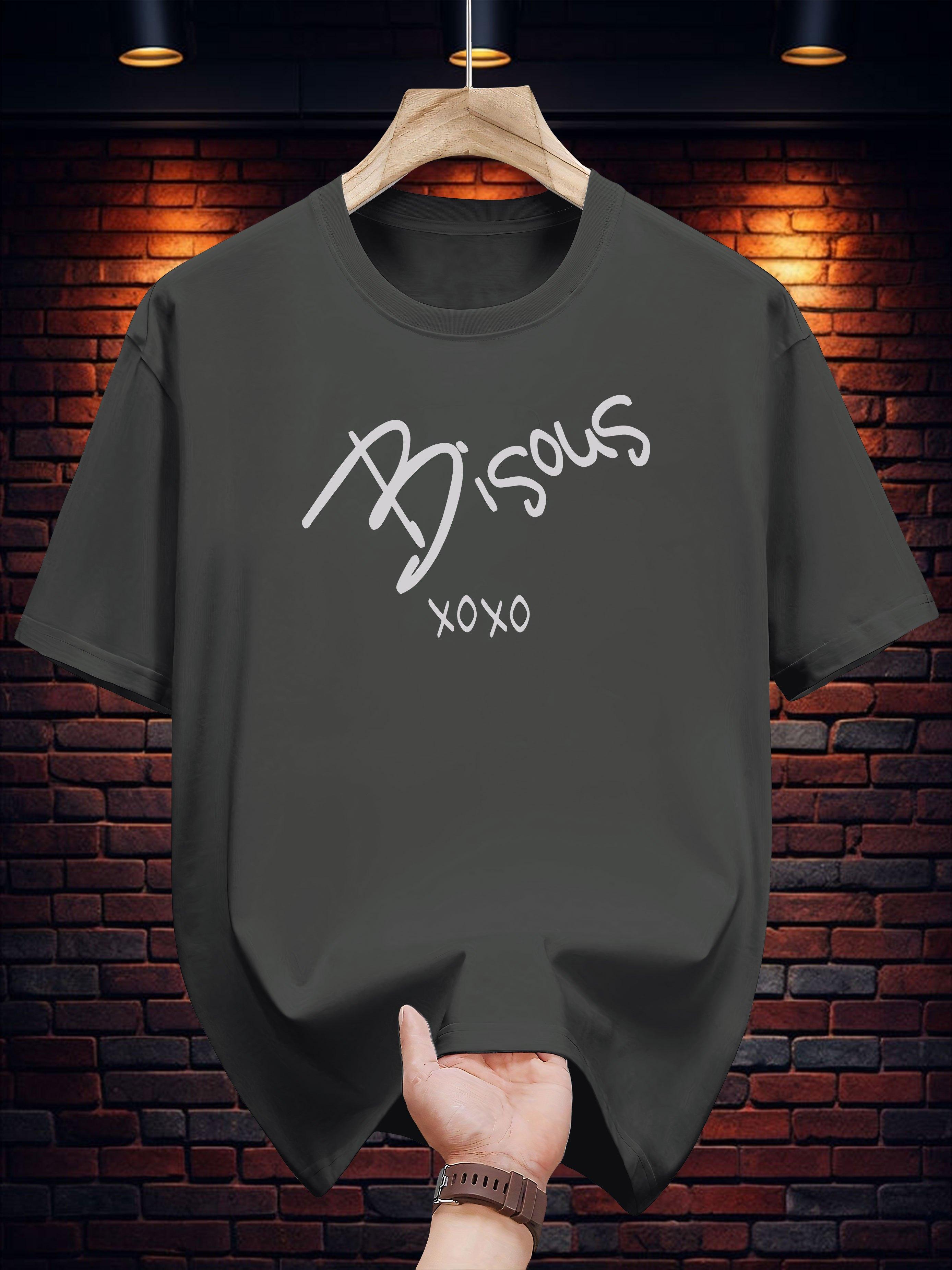 

Casual Cotton T-shirt with Bisous XOXO Print - Short Sleeve L