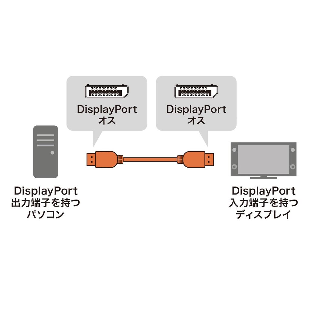 SANWA SUPPLY DisplayPort Ver. 2.1 Cable, 3m (DP40), KC-DP4030