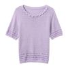 Sancai Women's Hollow Knit Short Sleeve Pullover