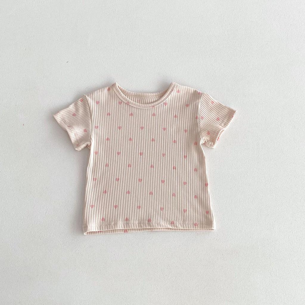 Short-Sleeve Heart T-Shirt & Striped Shorts Set