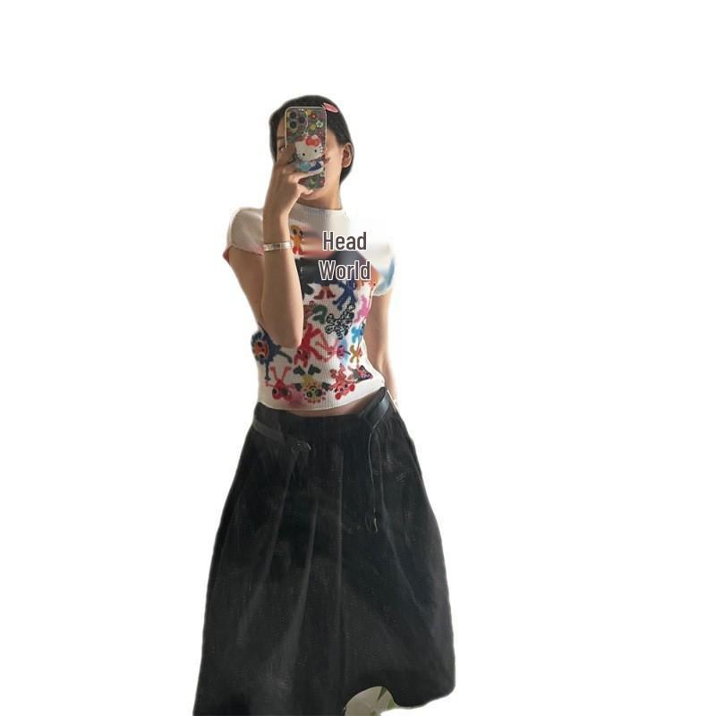 2025 Damenmode Originaldruck Graffiti Schlankmachendes T-Shirt - Kurzarm, Lebhaft & Künstlerisch