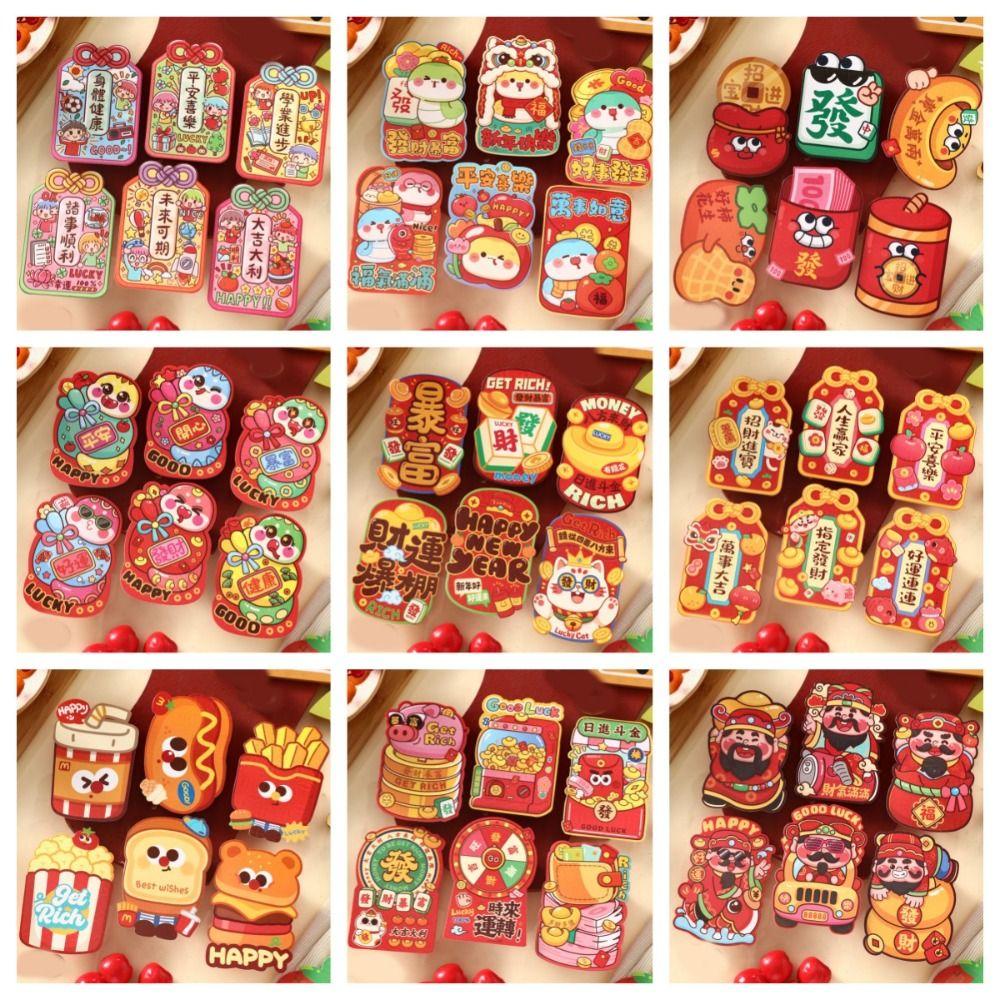 6PCS Blessing Snake Year Red Envelope Lucky 2025 Hong Bao Cartoon New Year Money Envelope Children
