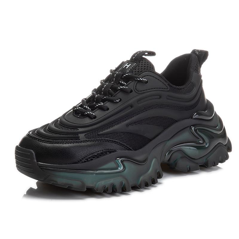 Leather dad shoes women's 2025 spring new women's mesh shoes running sports shoes women's casual height-increasing women's shoes