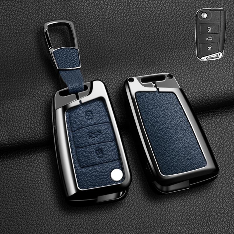 Zinc Alloy Leather Car Key Case For Volkswagen Tiguan Golf 7 Mk7 Mk2 For Seat Ateca Leon Fr 2 Ibizas Koda Octavia Kodiaq