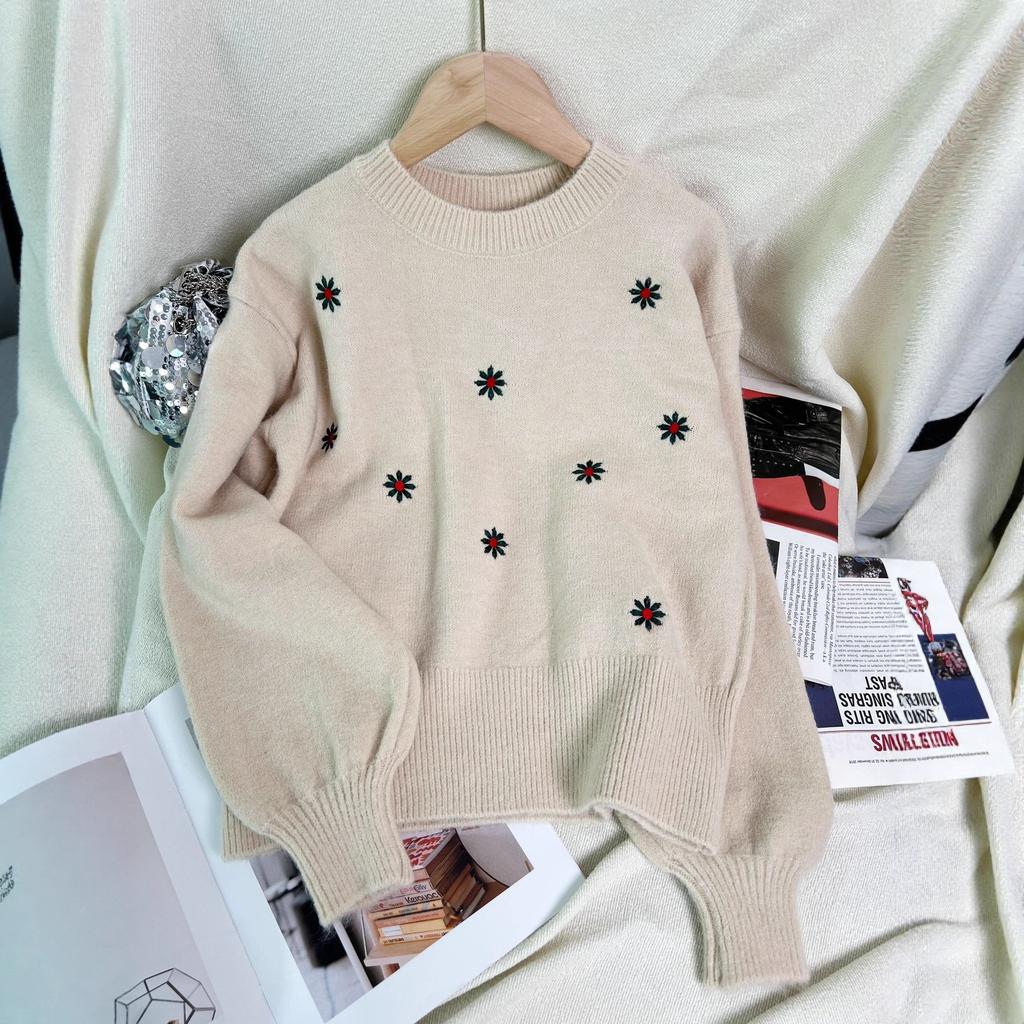 Embroidered Flower Sweater