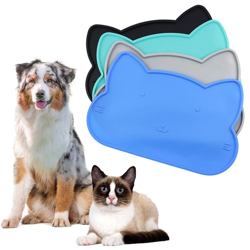 Silicone Pet Feeder Mats Cat-shaped Cat Placemat Portable Pet Bowl Mat Kitten Feeding