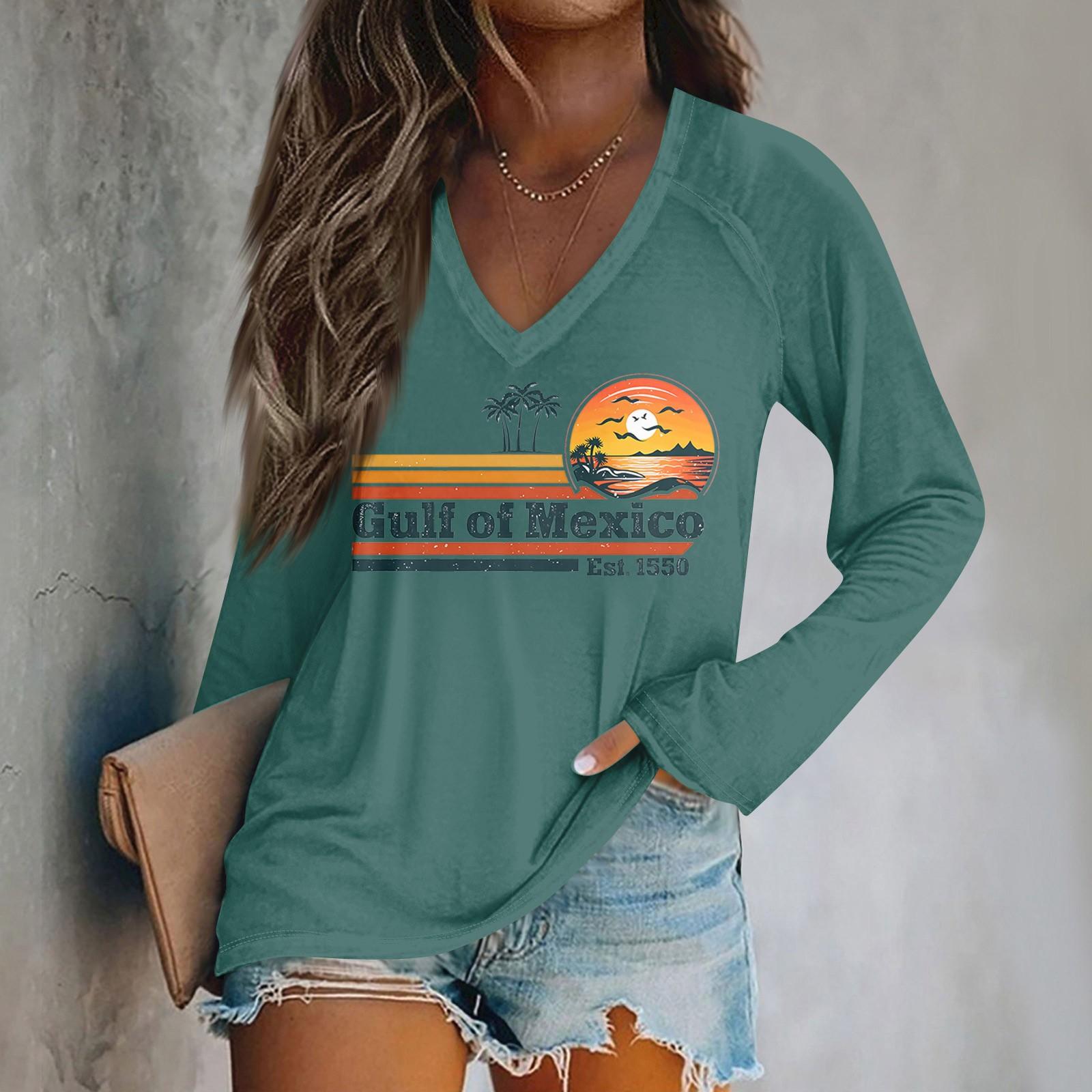 

Женская футболка Of Mexico с длинным рукавом и V-образным вырезом в стиле ретро M