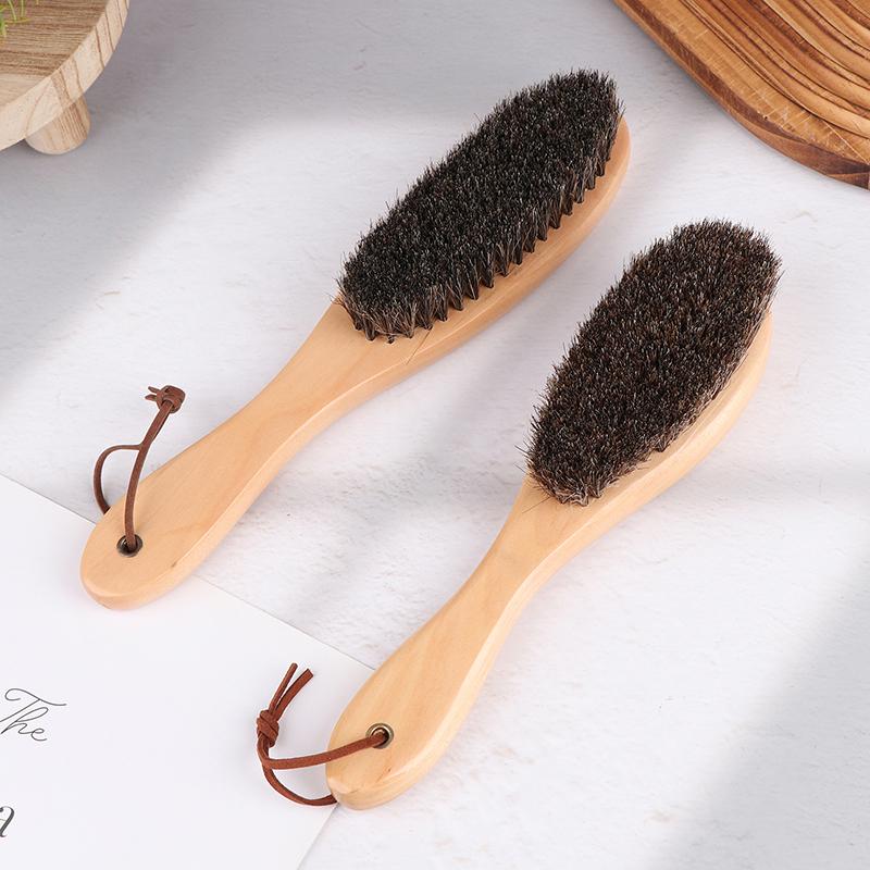 1PCS Soft Horsehair Laundry Cleaning Brush Anti-Static Cleaning Care Brush  Horse Hair Brush Wooden Handle Shoe Polish Brush