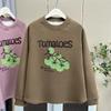 Plus Size Women Casual Thick Printed Crew Neck Long Sleeve Sweatshirt