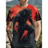 Men's 3D Werewolf Print T-Shirt - Wolf Pattern Short Sleeve Round Neck