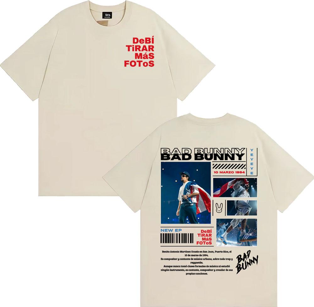 Debi Tirar Mas Fotos DTMF Album Tour Tshirt Mens Hip Hop Y2K2025 Summer Cotton Printed Loose Casual Cotton Tshirt S