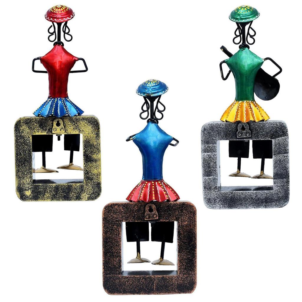 Musician Dolls Wall Hanging Metal Showpieces Handmade Iron Home Decor Tabletop Statues for Living Room