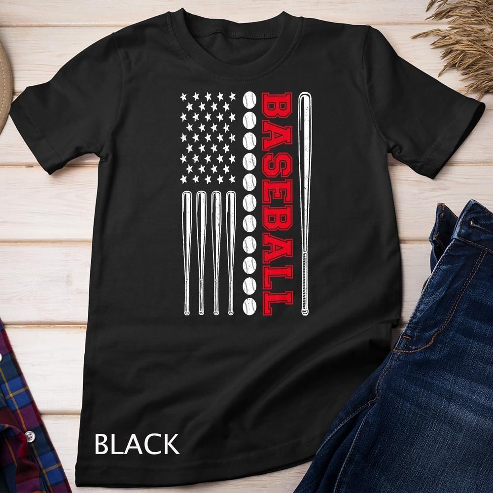 American Flag Baseball USA 4th of July Men Women Boy Girl T-Shirt Unisex T-shirt