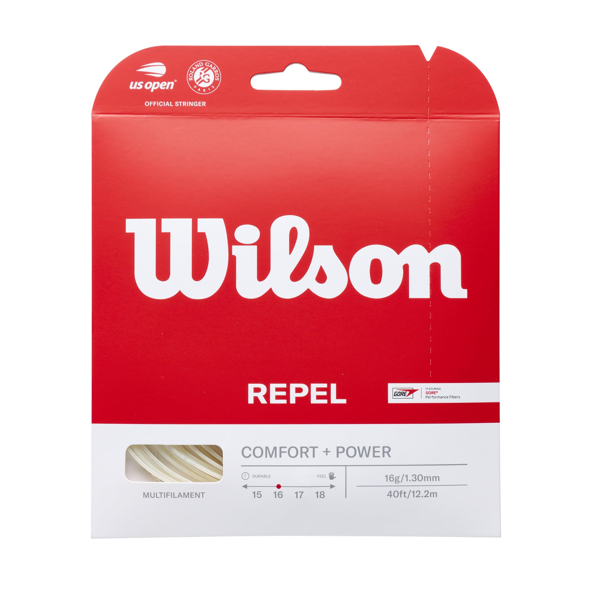 Wilson Rigid Tennis String Gut Repel 16 Single Tension WR831240116 gauge 16