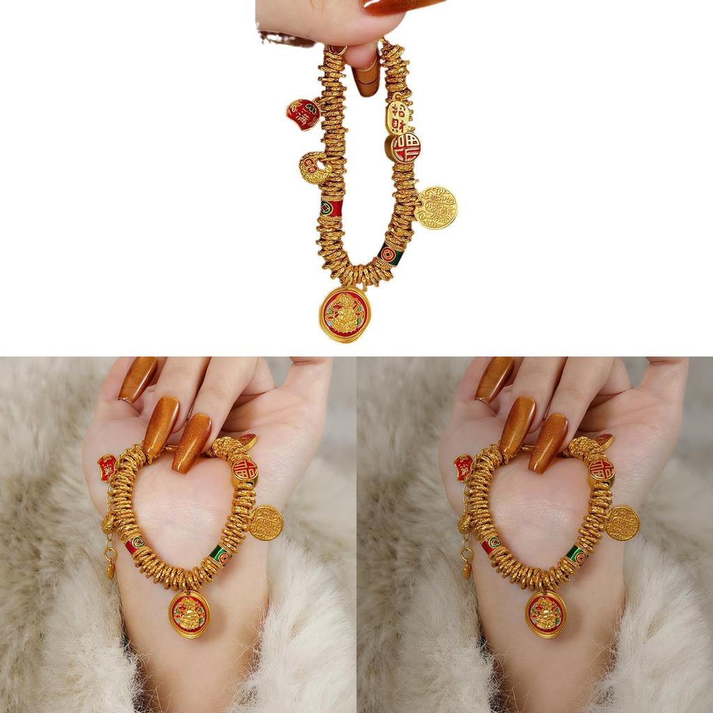 Traditional Copper Pendant Bracelet With Gold Plating For Women Gift Ethnic Style