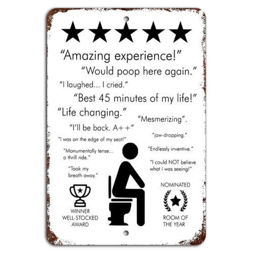 Amazing Experience Will Poop Here Again Five Stars Funny Bathroom SignAluminum 20x30cm(7.8x11.8inch)