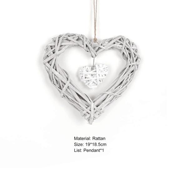 Heart Pendant Chic DIY Rattan Nordic Style Romantic Woven Pendant Ornament for Wedding