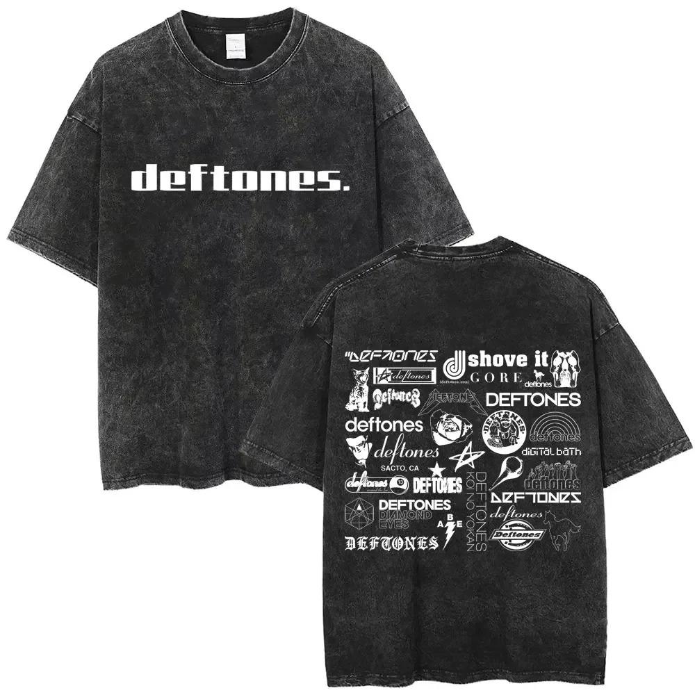 

2026 New Arrival Mens Clothes Tee Shirt Homme Washed Vintage Rock Band Deftones Private Music Graphic Unisex Clothing New in Top & Tees M коричневий