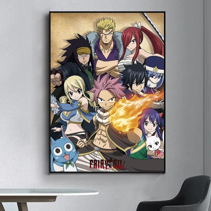 FAIRY TAIL Poster Ausgefallenes Poster Wandaufkleber Leinwandgemälde für Wohnzimmer Bar Vintage Dekorative Malerei