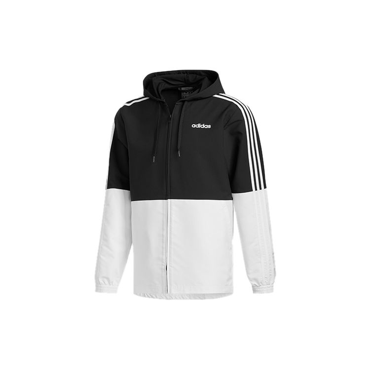 adidas Essentials 3-Stripes Full Zip Hoodie Black White Men s FI8169 L