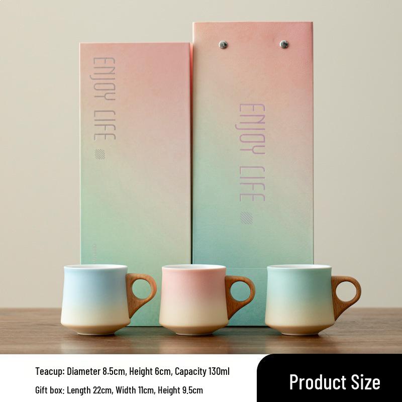 Exquisite Gradient Ceramic Tea & Coffee Cup Set - Perfect for Office or Event Souvenirs, Customizable with Logo.