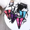 Transparent Bow Thin Belt Satin Bandage Open Crotch T-Pants Women Panties Sex Thongs Underwear