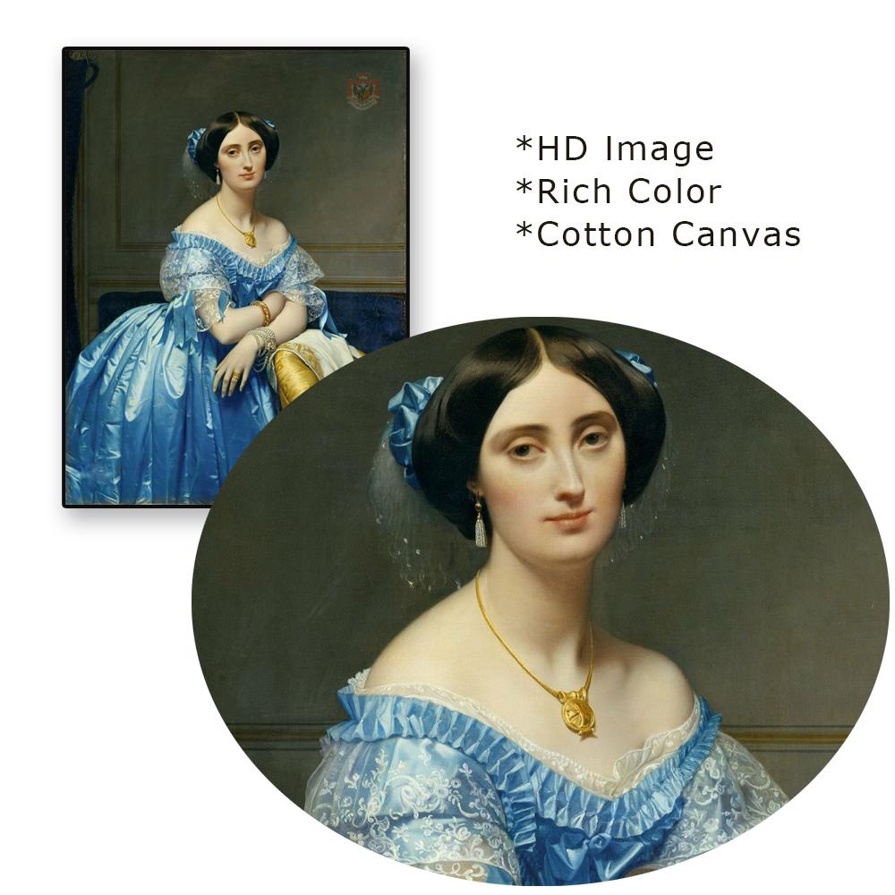Vintage Women Portrait Poster Princesse de Broglie Oil Painting Prints Jean  Auguste Dominique Ingres Canvas Painting Art Decor Buy cheaply on Joom