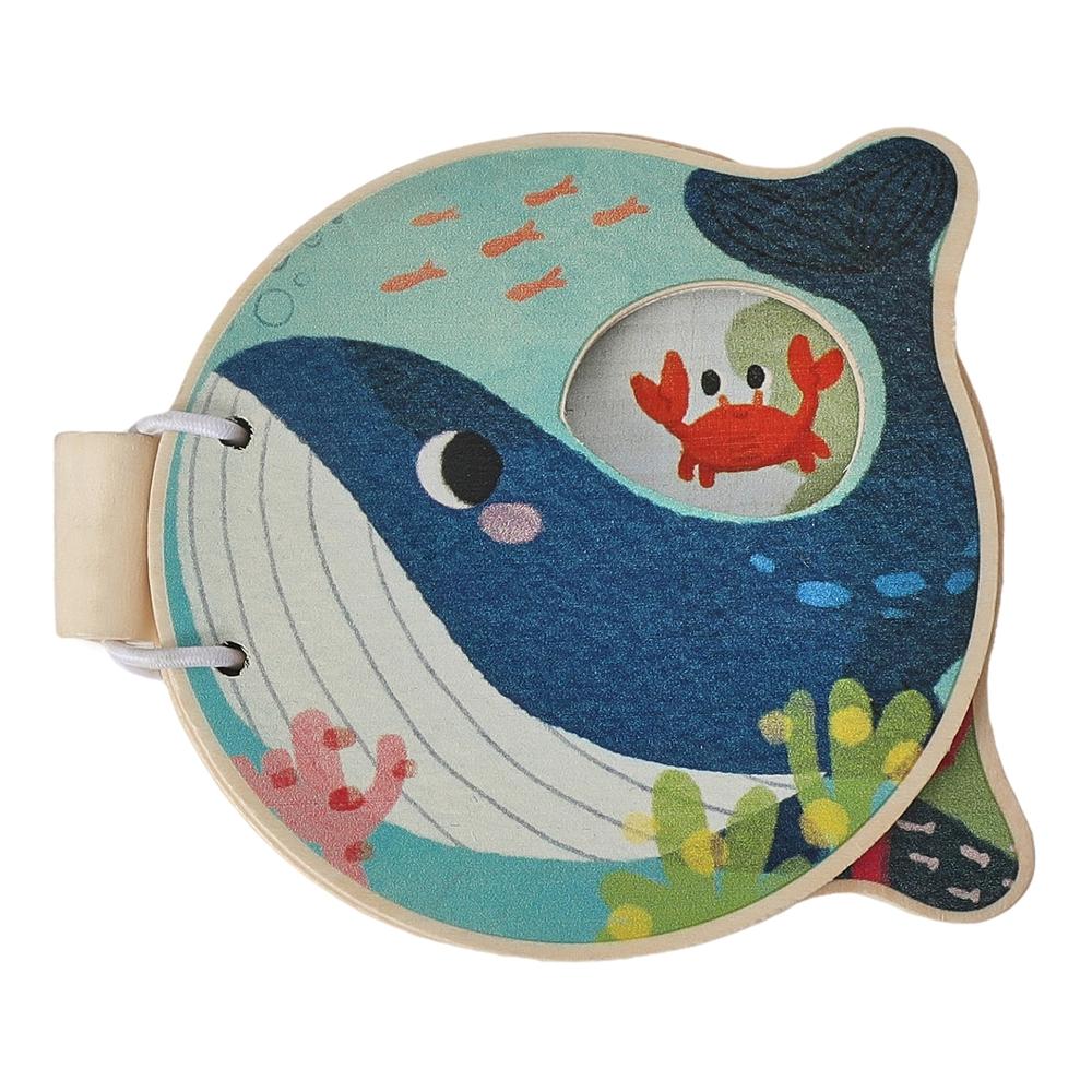 

Montessori Baby Wooden Book Early Educational Toys Enlightenment Readings Marine Animals Illustration Cognitive Book for Toddler